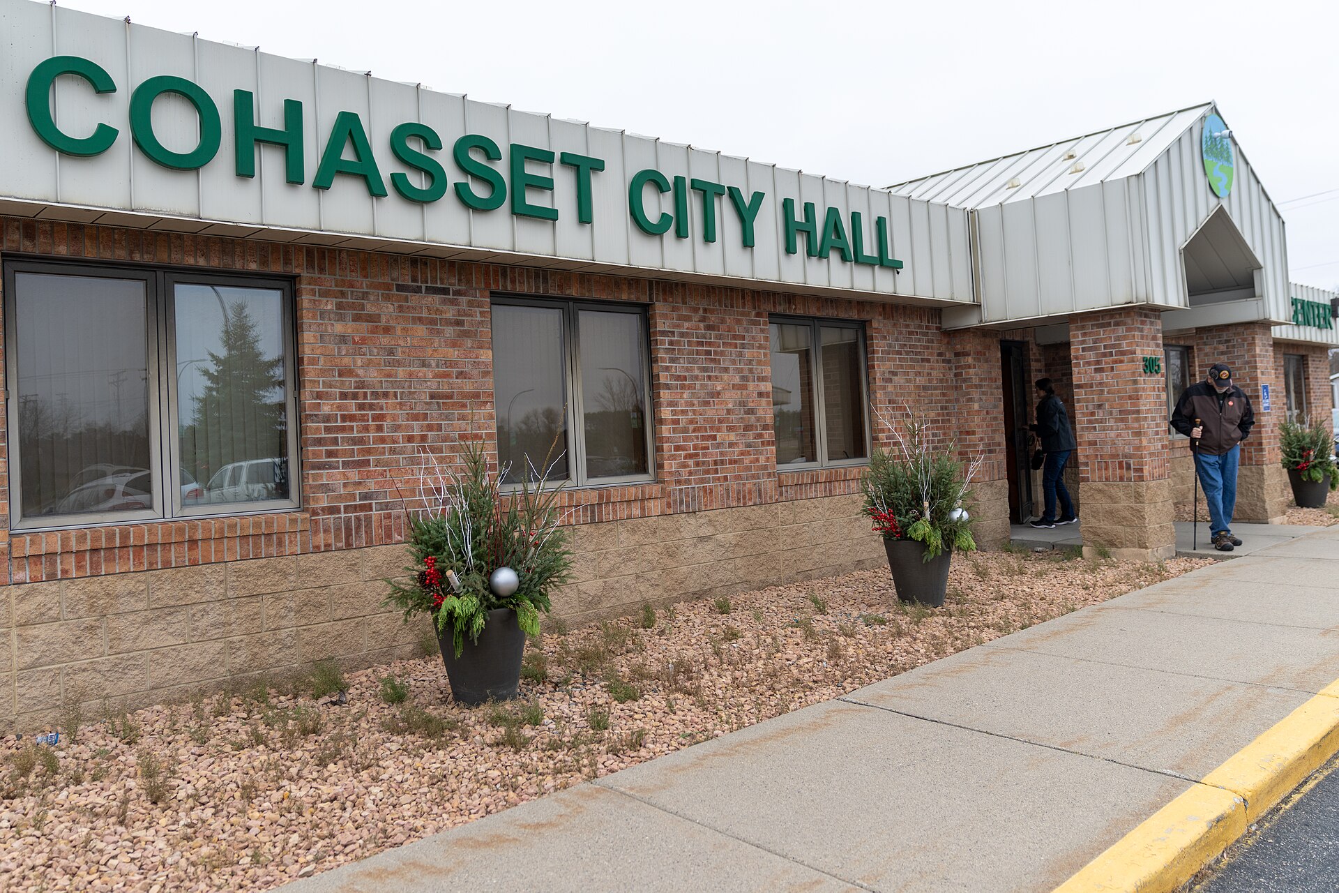 A voter leaves the polling place at Cohasset City Hall in Minnesota on Election Day, November 5, 2024.