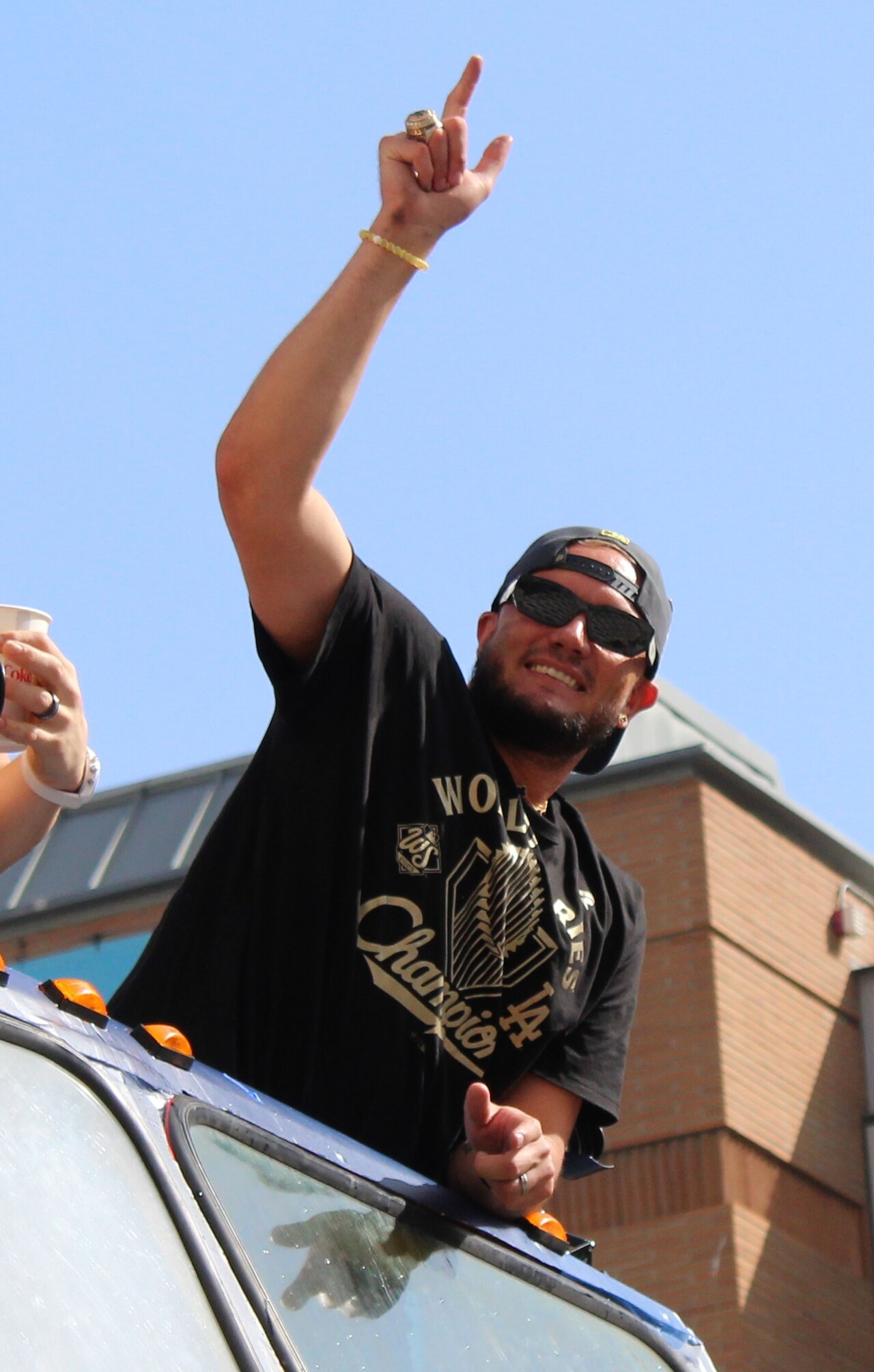 Miguel Rojas at the Dodgers championship parade
